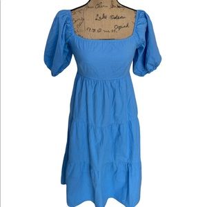 Womens Smocked Tiered Midi Dress Small